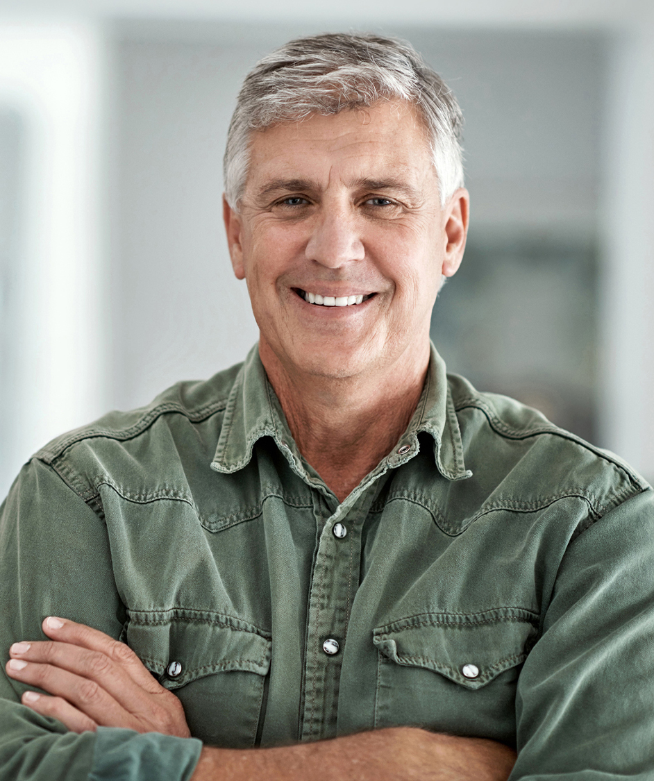 man in a green shirt